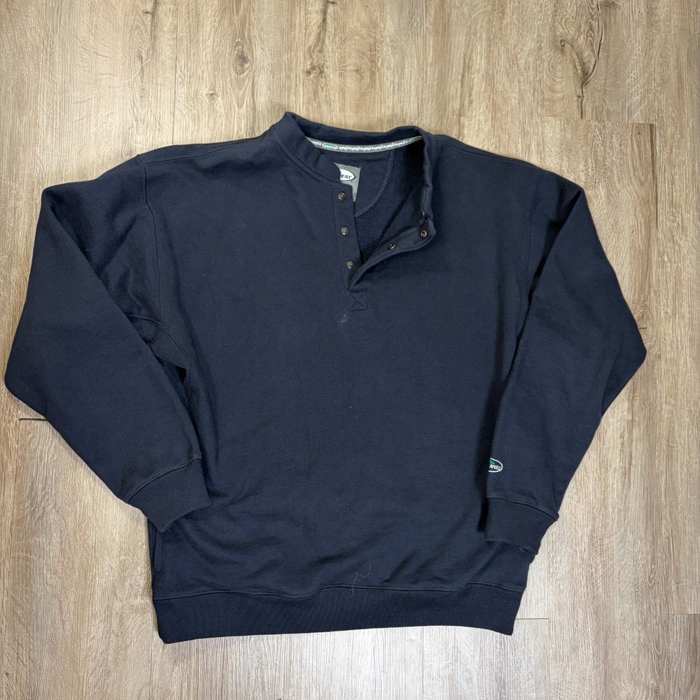 Arborwear 1/4 Snap Sweatshirt 100% Cotton Blue Navy Medium Henley Pullover